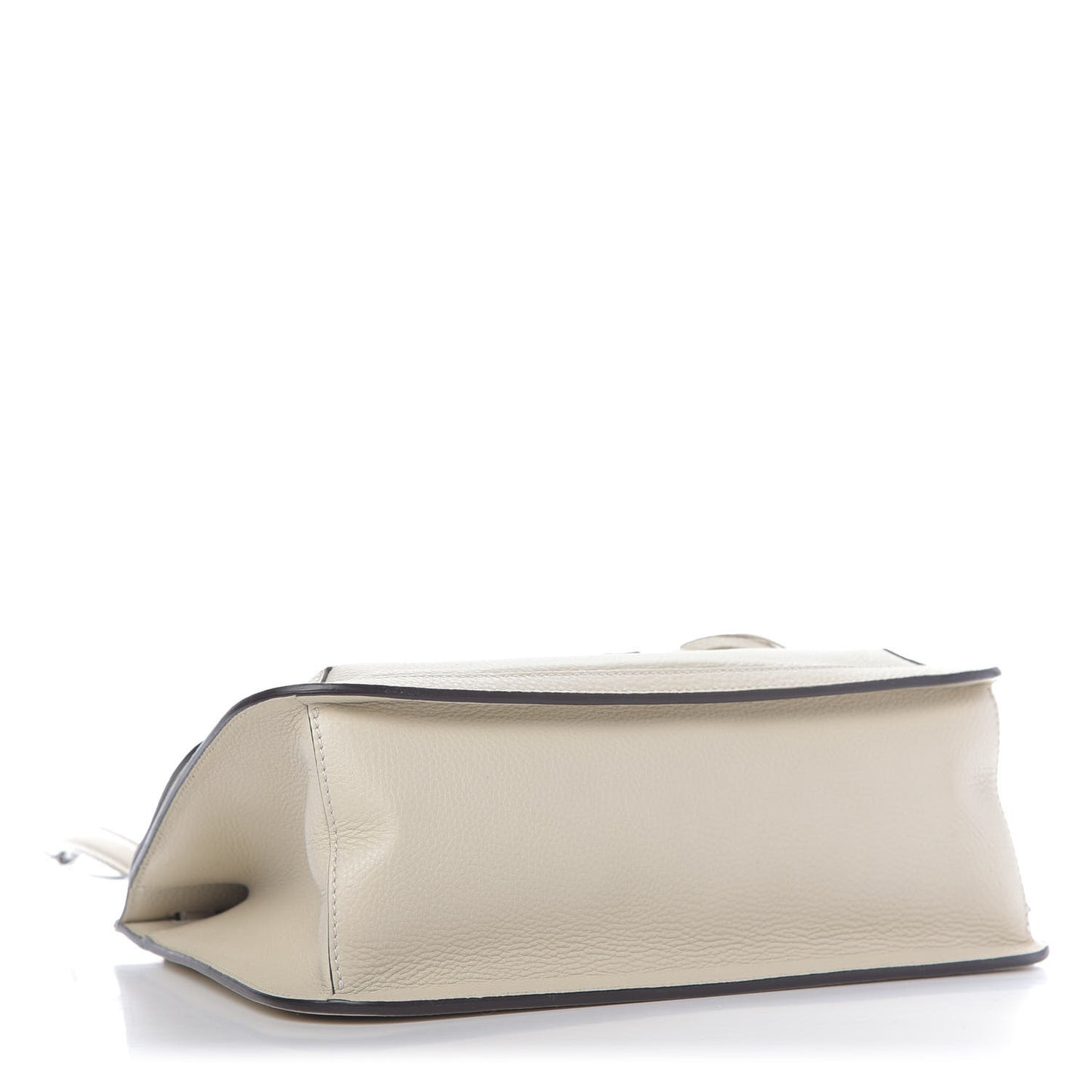 Pebbled Calfskin Medium Bamboo Daily Flap Shoulder Bag Mystic White