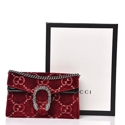 Gucci Velvet GG Monogram Super Mini Dionysus Shoulder Bag Red Cipria Black 10 of 10