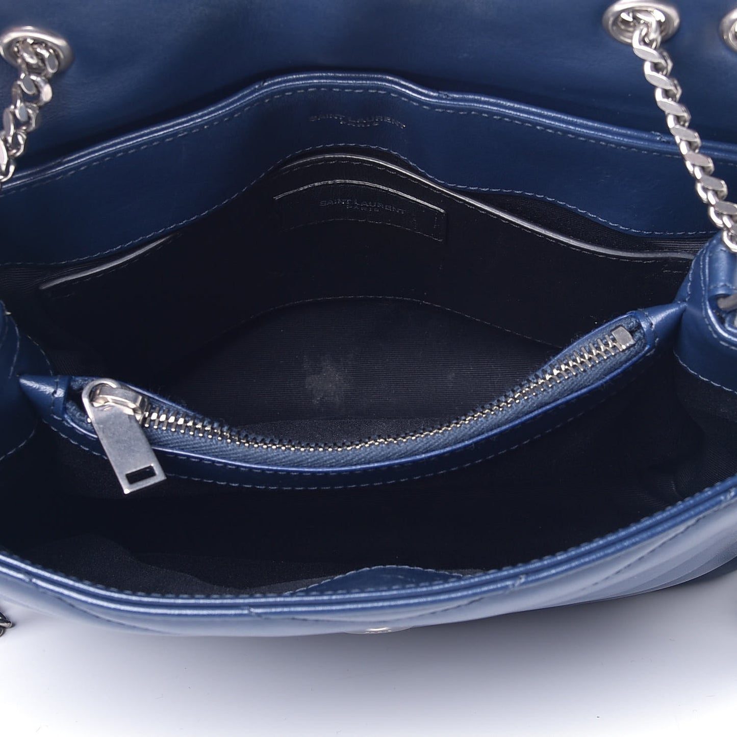 Calfskin Y Quilted Monogram Small Loulou Chain Satchel Denim Blue