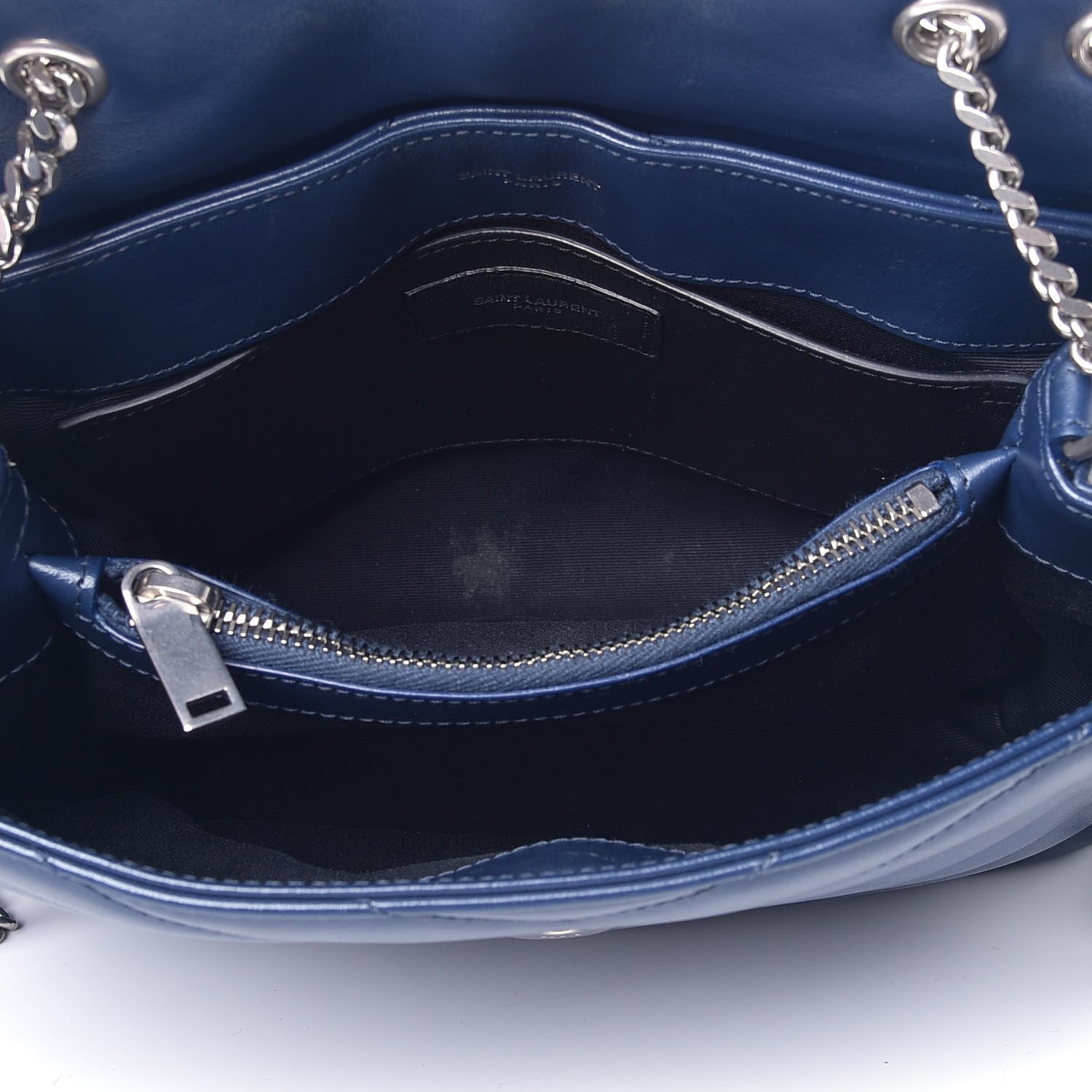 Saint Laurent Calfskin Y Quilted Monogram Small Loulou Chain Satchel Denim Blue 5 of 8