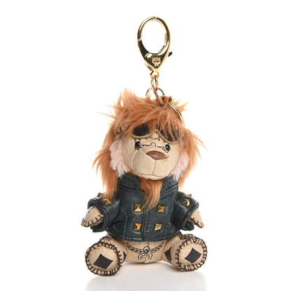 MCM Visetos Moto Lion Key Ring Bag Charm Beige 1 of 5