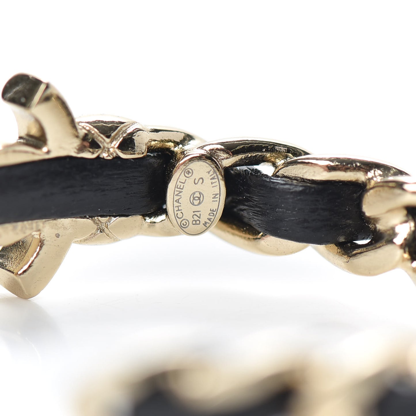 Lambskin CC Turnlock Chain Hoop Earrings Gold Black