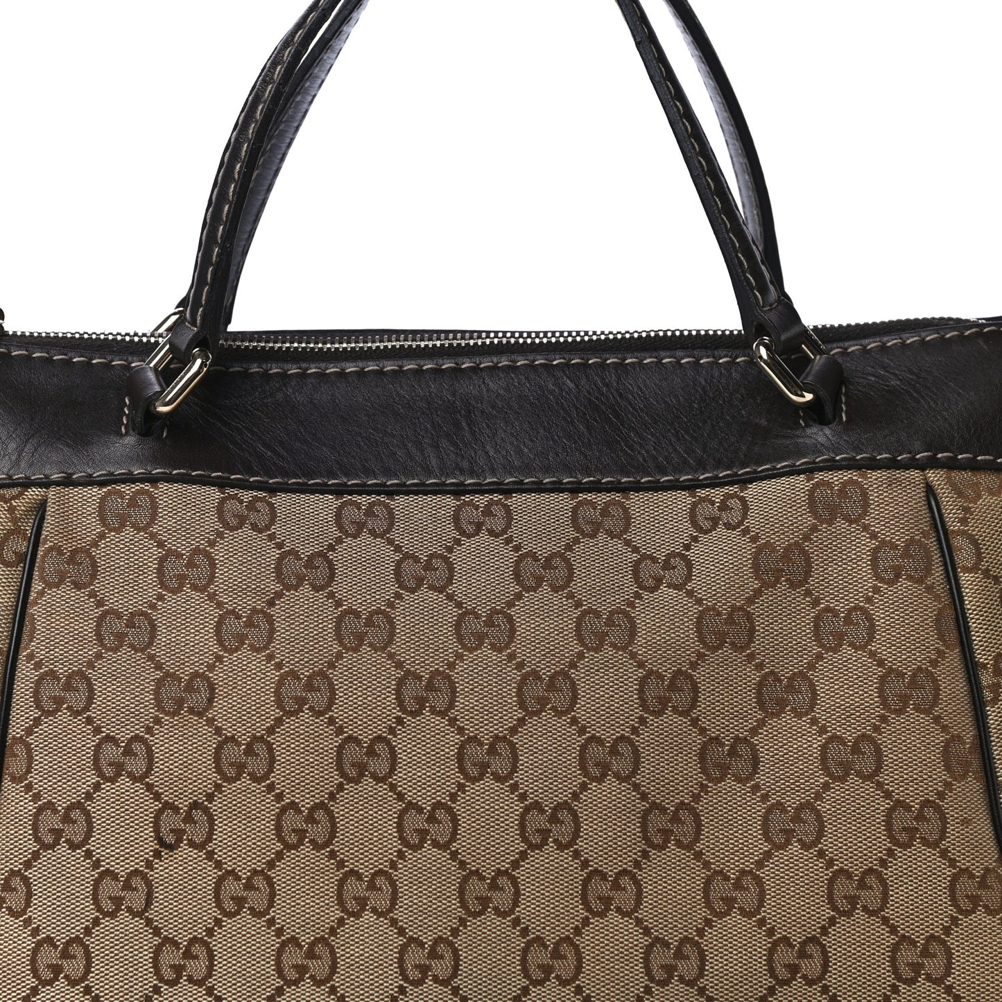 Monogram Web Mayfair Top Handle Satchel Dark Brown