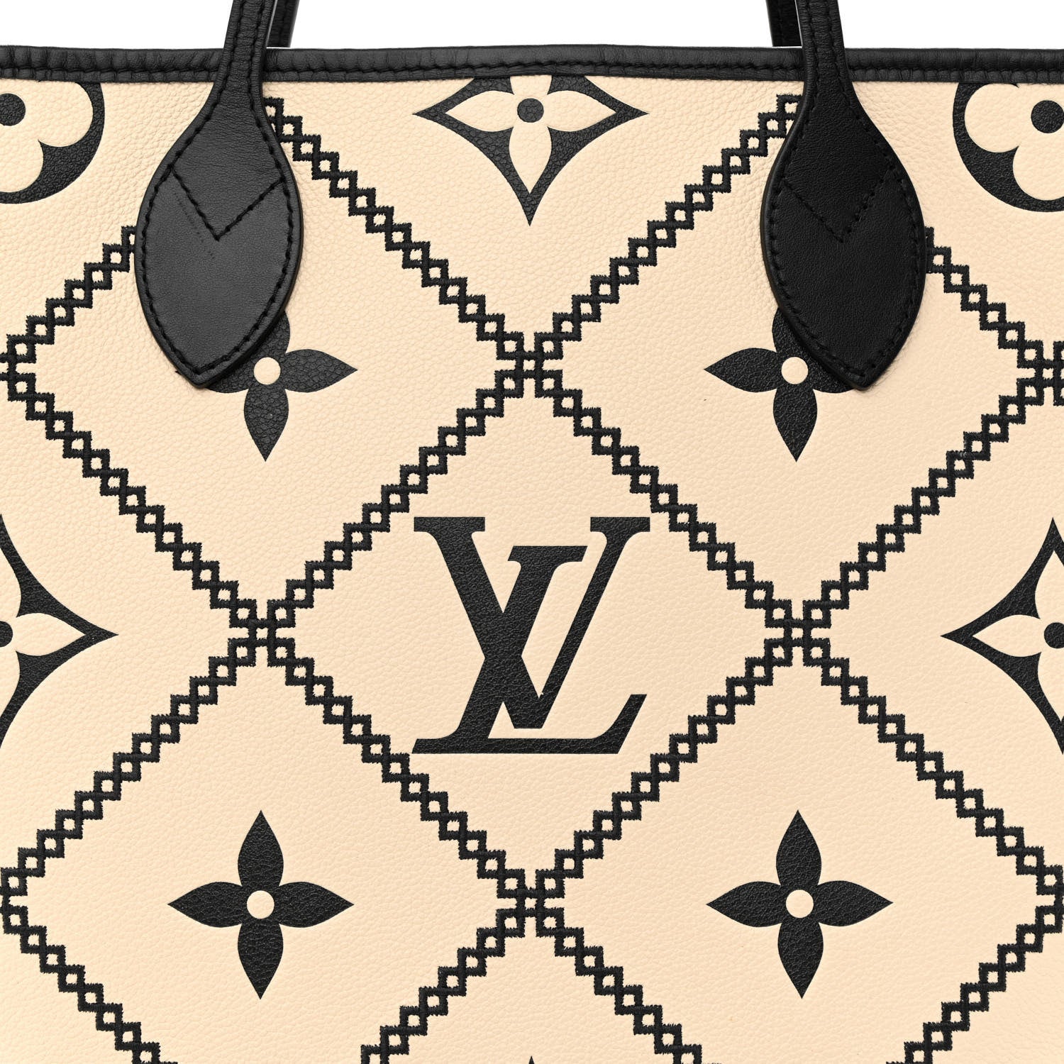 Louis Vuitton Empreinte Monogram Giant Broderies Neverfull MM Cream Black 10 of 12