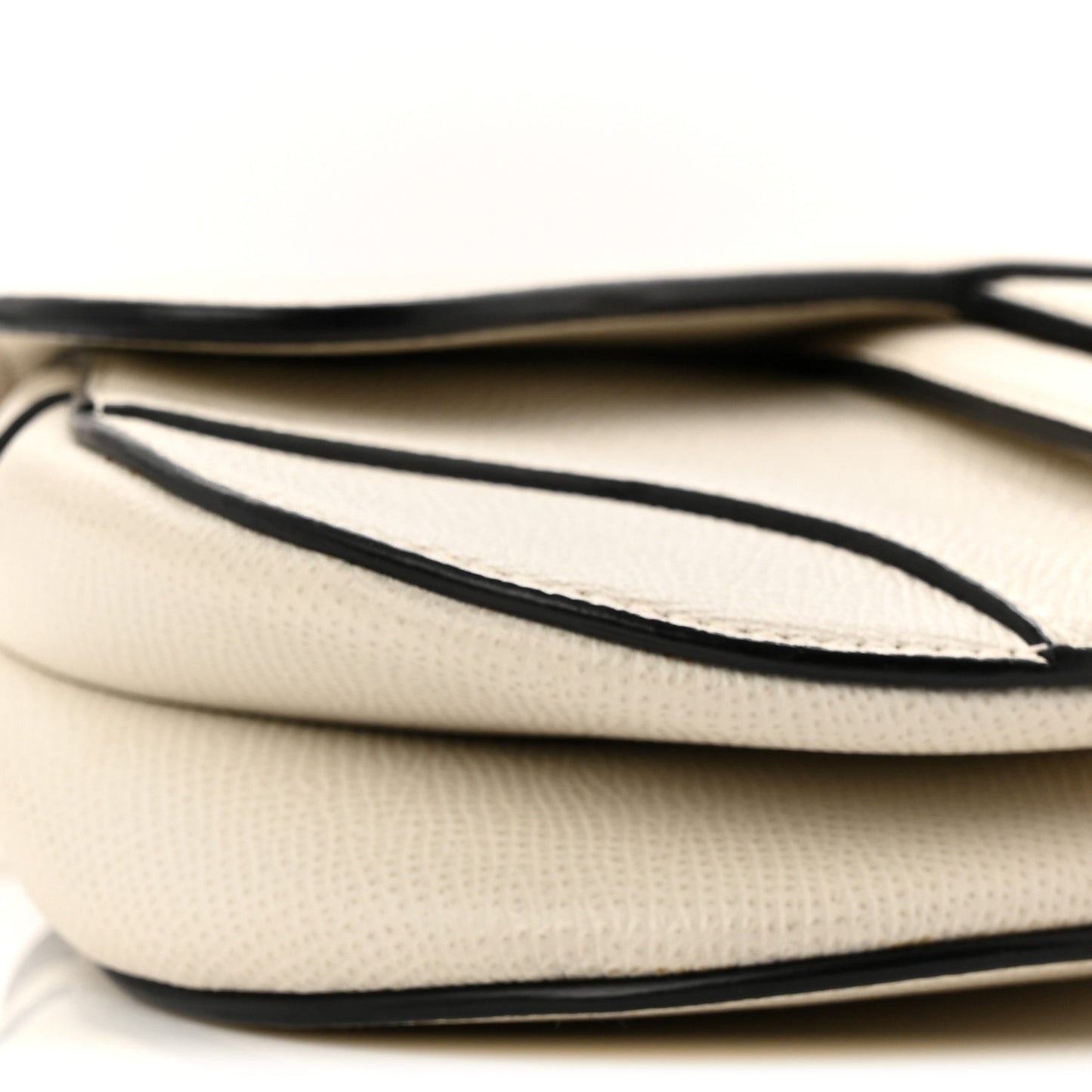 Grained Calfskin Mini Saddle Bag White