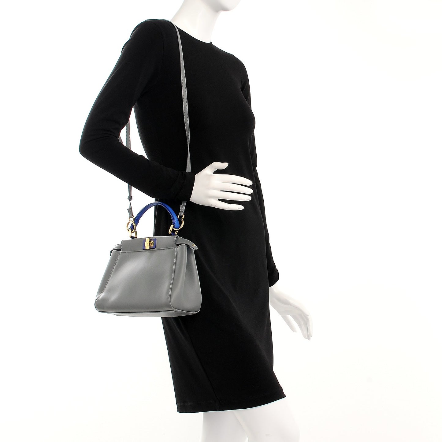 Nappa Colorblock Mini Peekaboo Iconic Satchel Grigio Chiaro Fragola Blue