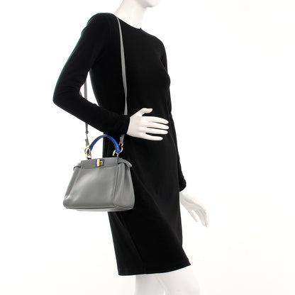 Fendi Nappa Colorblock Mini Peekaboo Iconic Satchel Grigio Chiaro Fragola Blue 2 of 7
