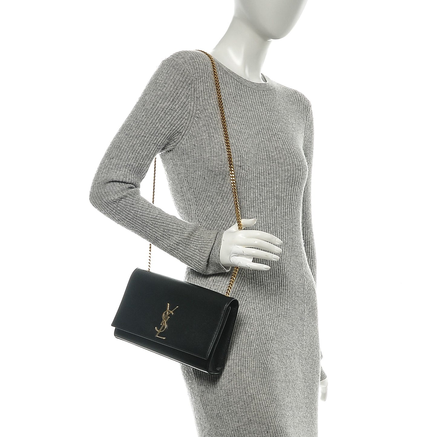 Grain De Poudre Medium Classic Monogram Kate Satchel Black