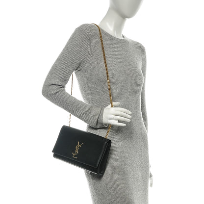 Saint Laurent Grain De Poudre Medium Classic Monogram Kate Satchel Black 2 of 7
