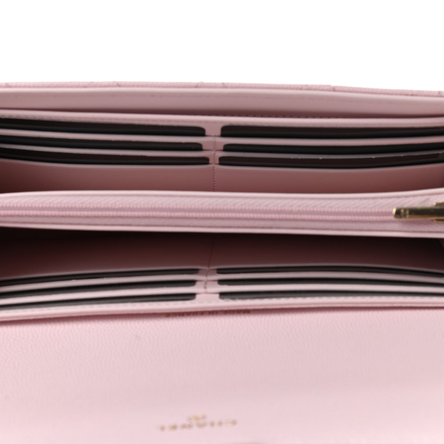 Caviar Quilted Large Gusset Flap Wallet Light Pink