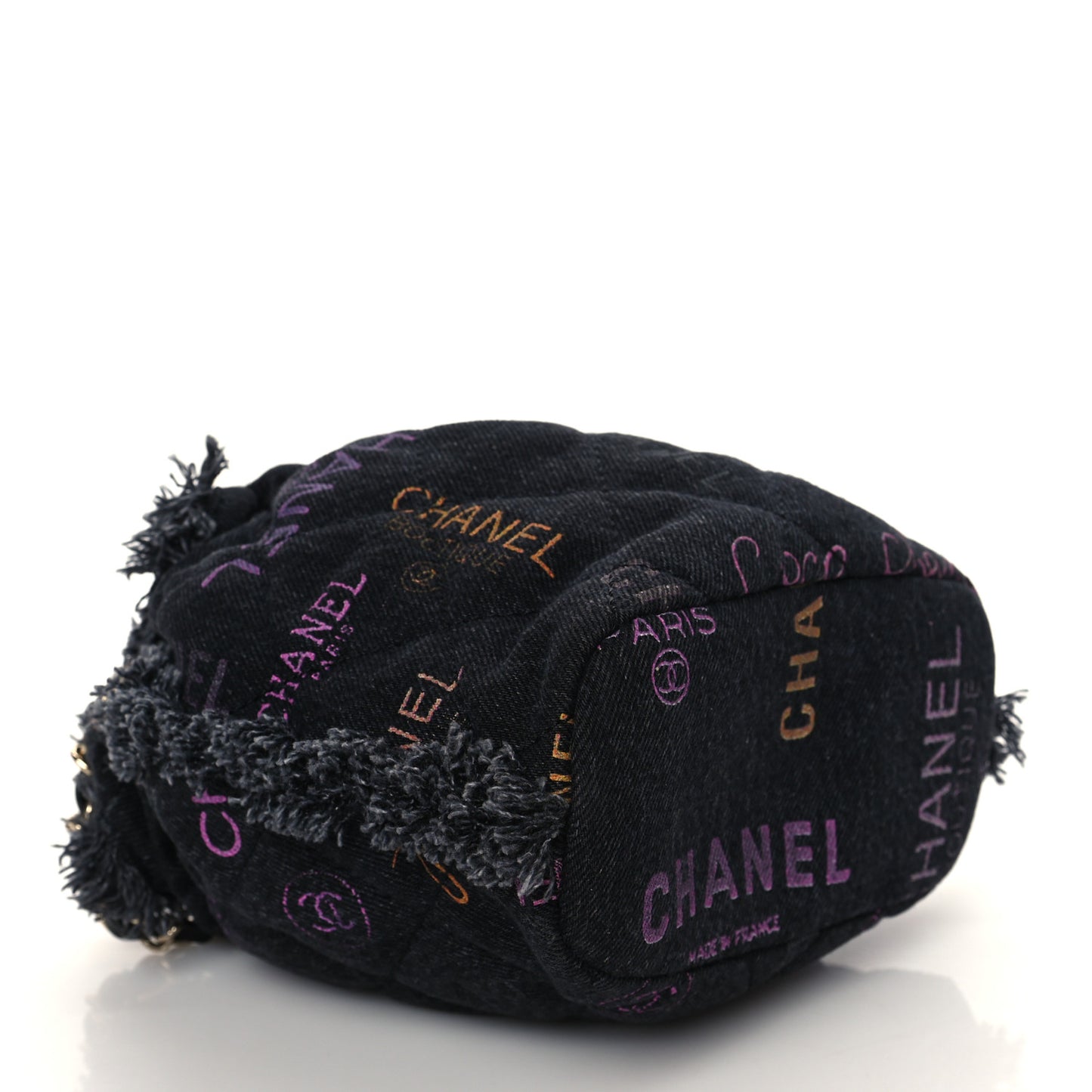 Denim Quilted Mood Small Bucket With Chain Black Multicolor