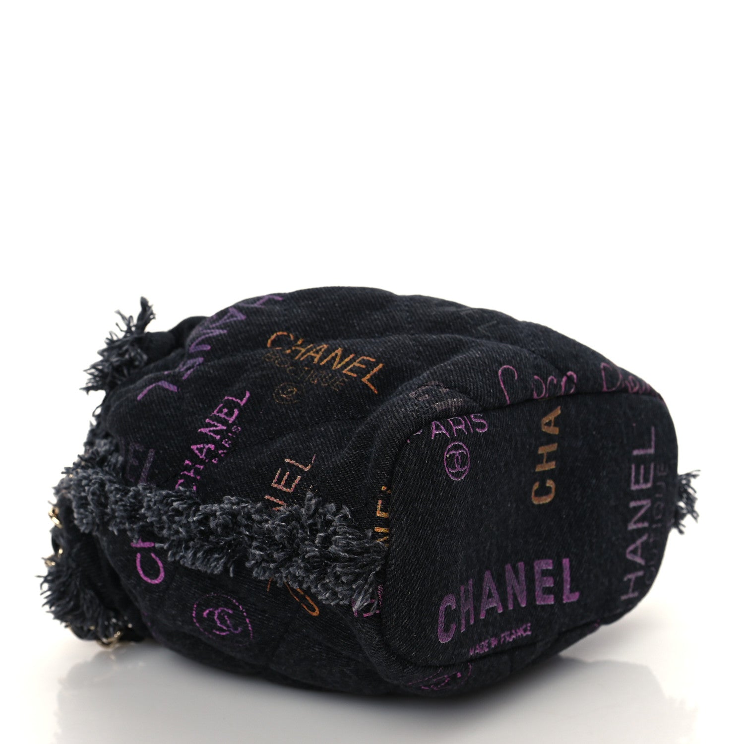 Chanel Denim Quilted Mood Small Bucket With Chain Black Multicolor 4 of 10