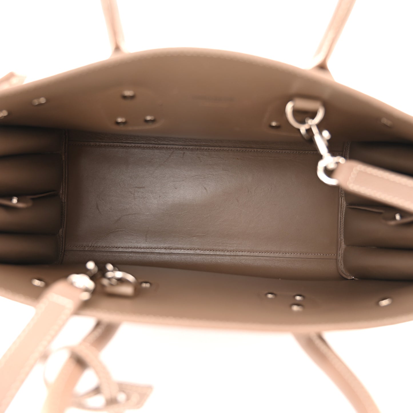 Grained Calfskin Topstitch Small Classic Sac De Jour Taupe