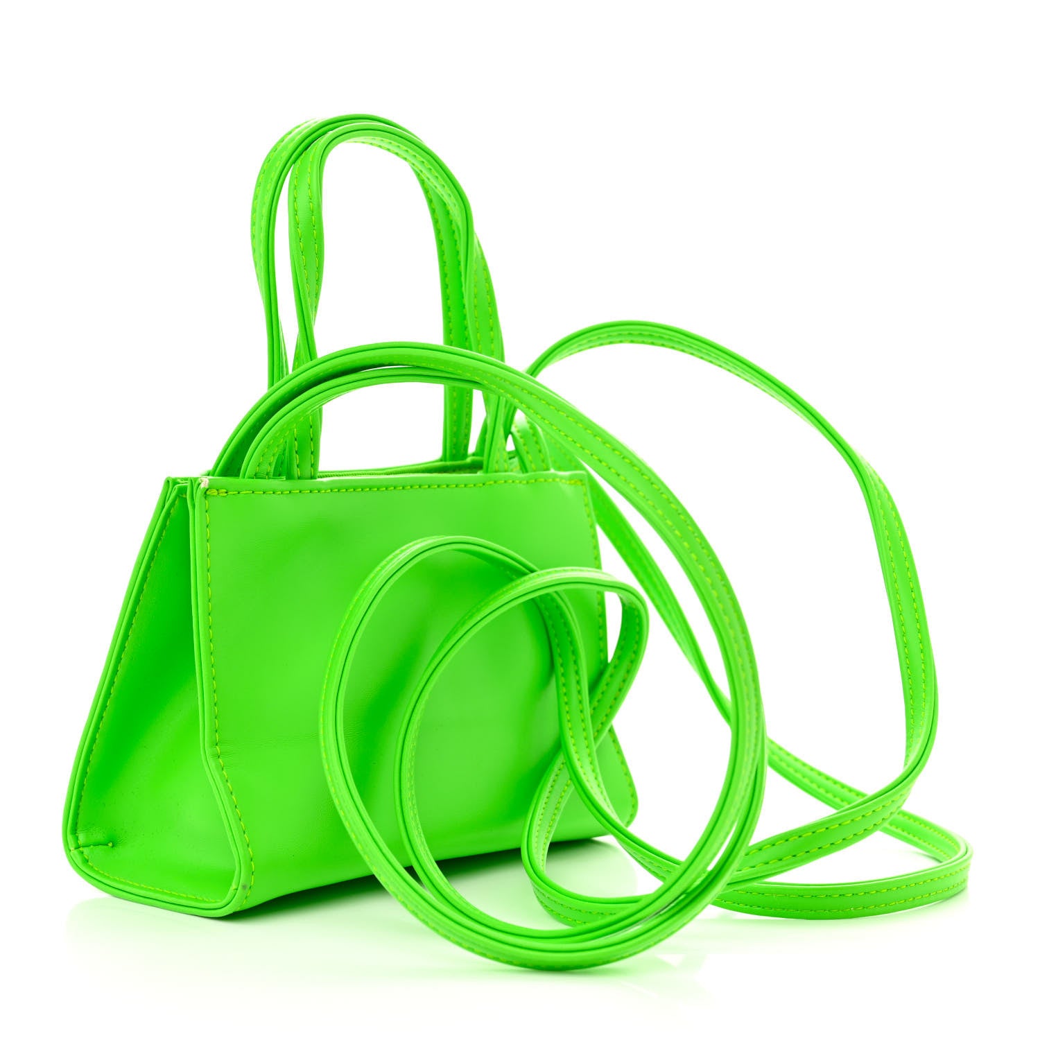 Telfar Vegan Leather Small Shopping Bag Highlighter Green 3 of 10