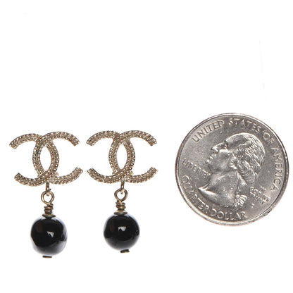 Chanel Bead CC Drop Earrings Gold Black 2 of 7