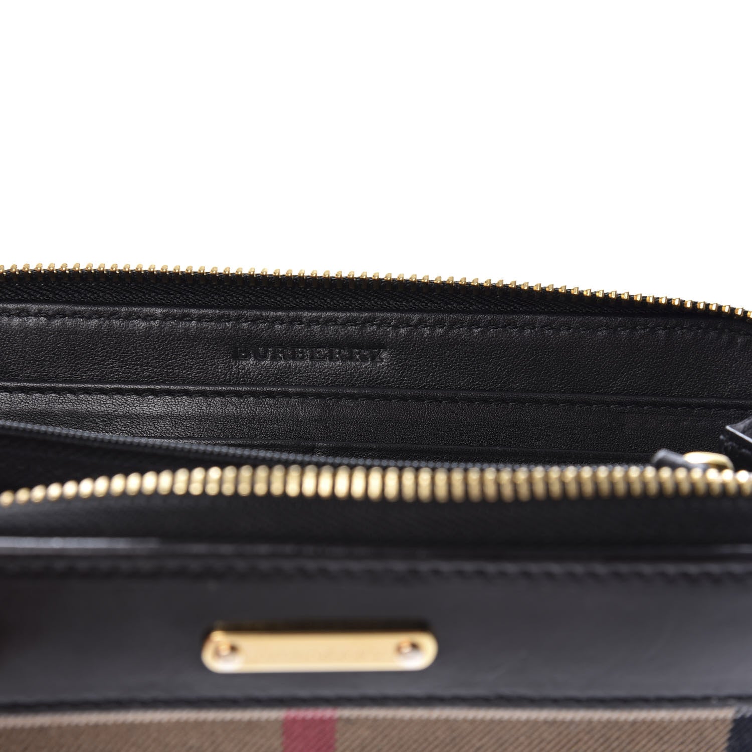 Burberry House Check Bridle Calfskin Ziggy Zip Around Wallet Black 6 of 7