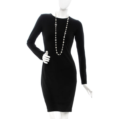 Chanel Crystal Pearl CC Long Necklace Silver 2 of 4