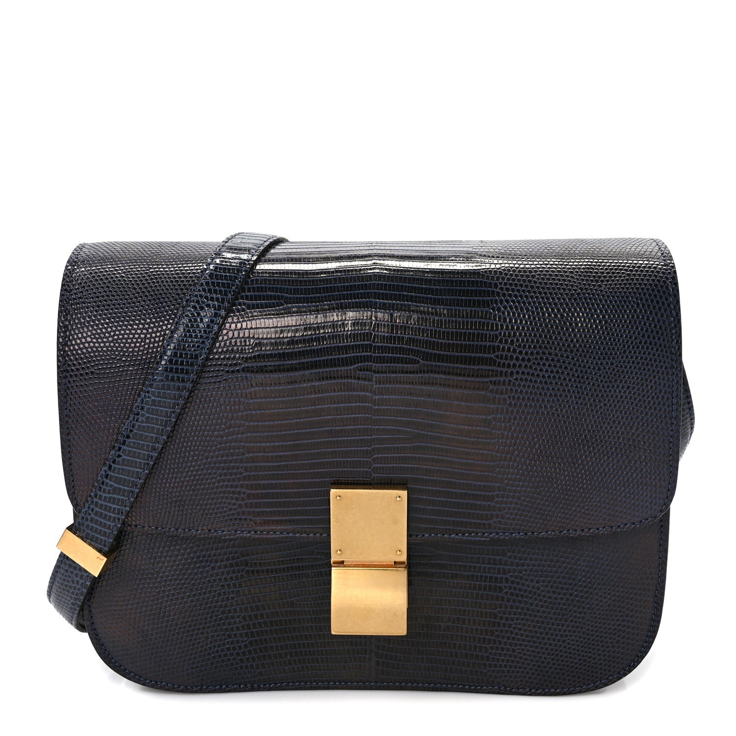 Celine Lizard Medium Classic Box Flap Bag Navy 1 of 9