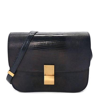 Celine Lizard Medium Classic Box Flap Bag Navy 1 of 9