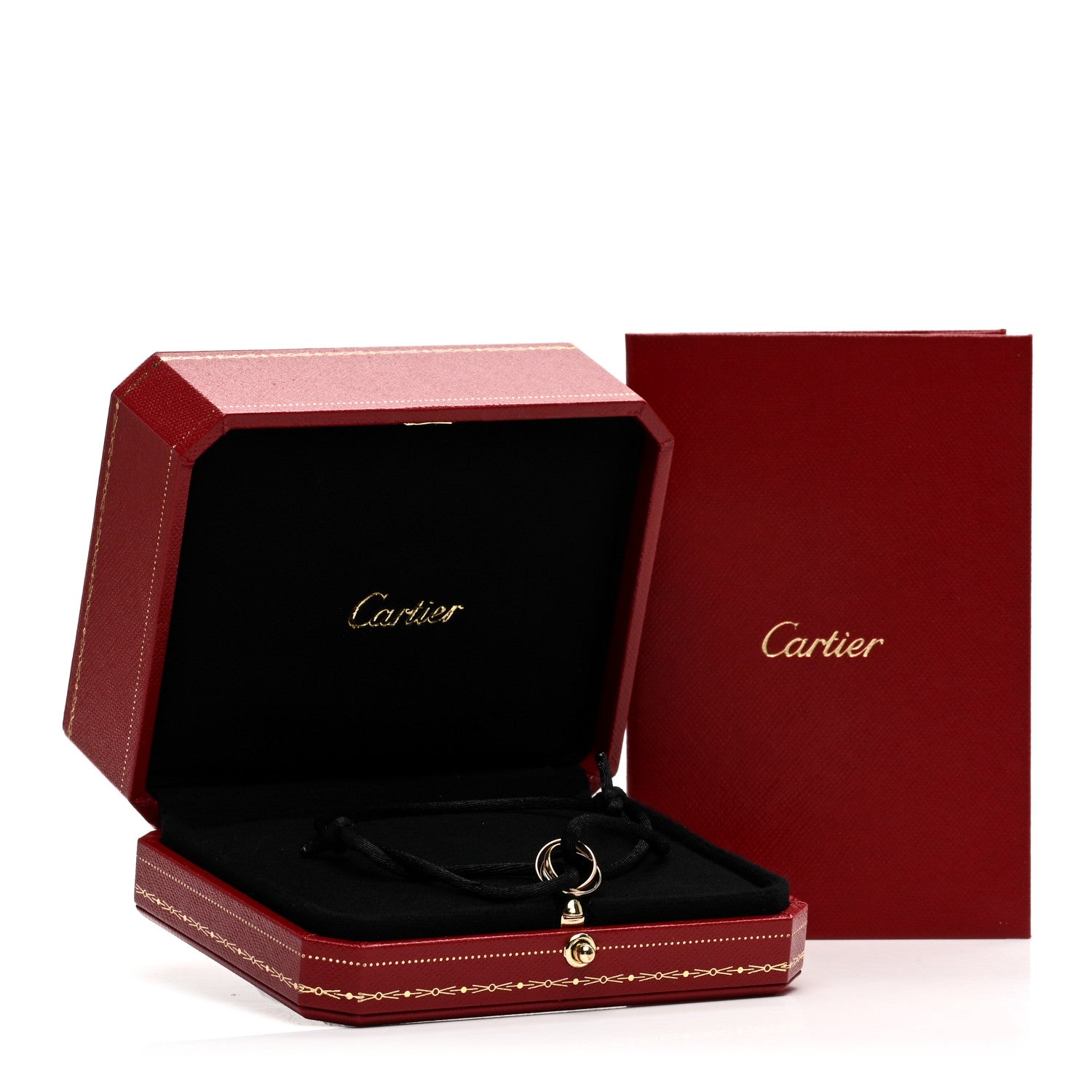 Cartier 18k Pink Yellow White Gold Trinity Adjustable Cord Bracelet Black 4 of 4
