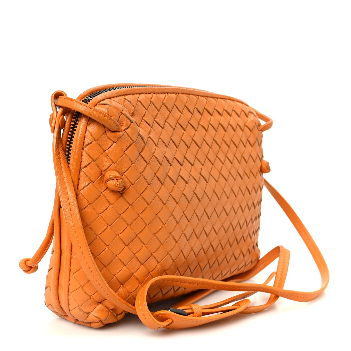 Nappa Intrecciato Nodini Crossbody Messenger Orange