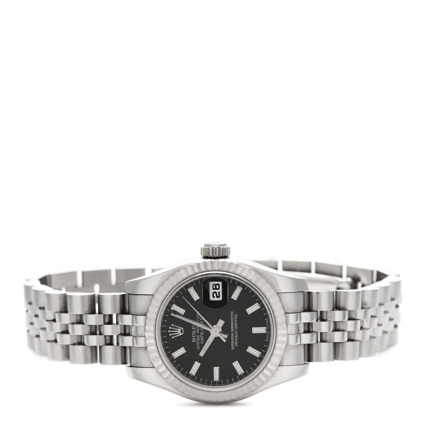 Stainless Steel 18K White Gold 26mm Oyster Perpetual Datejust Watch Black 179174