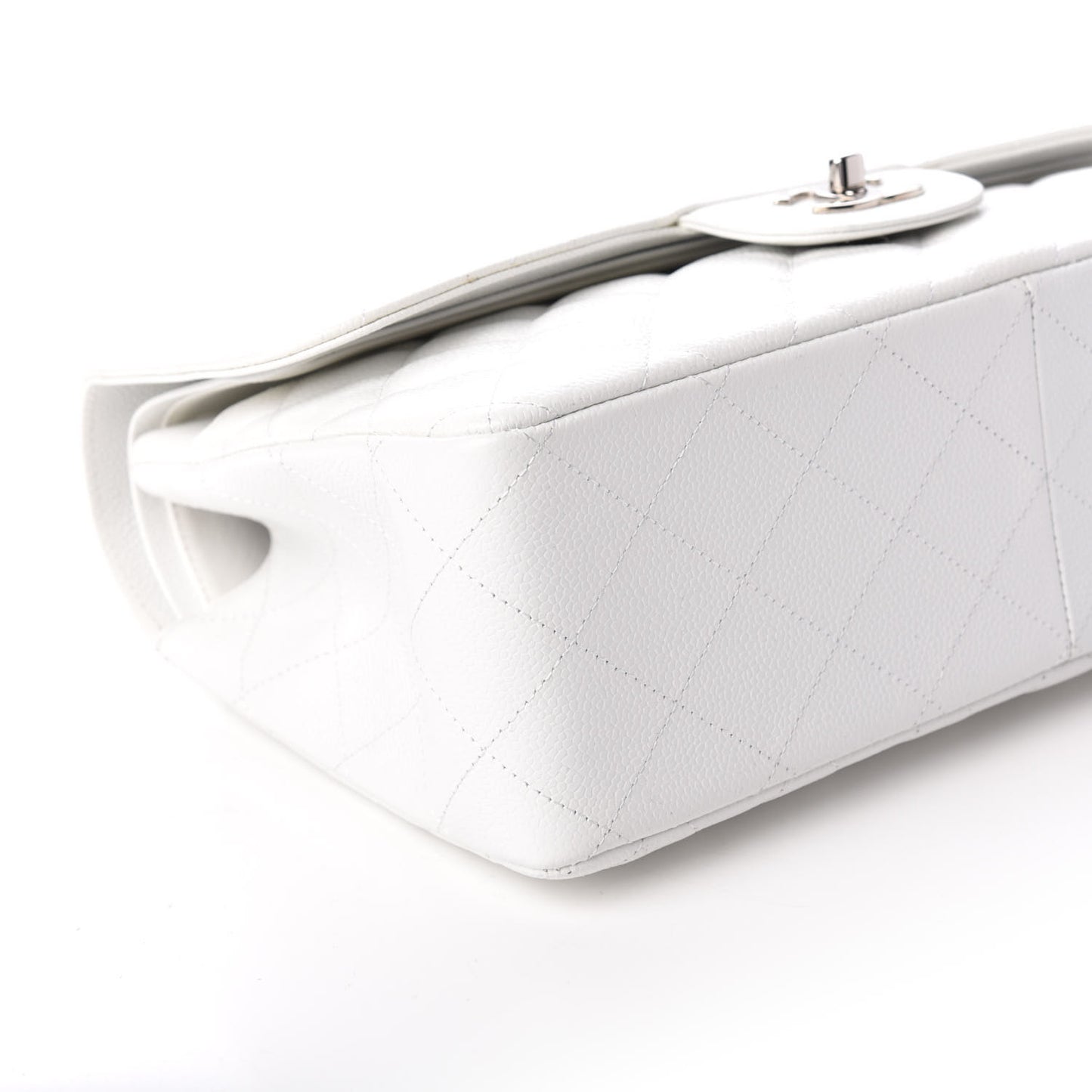 Caviar Quilted Jumbo Double Flap White