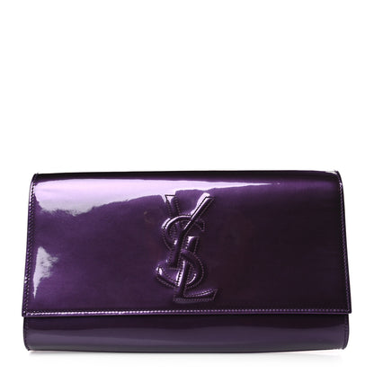Saint Laurent Patent Calfskin Monogram Large Belle De Jour Clutch Purple 1 of 8
