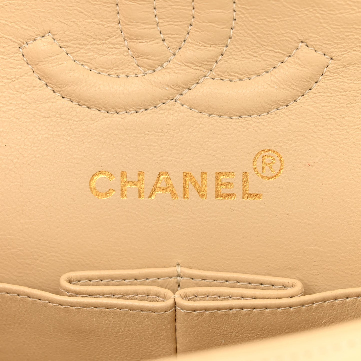 Lambskin Quilted Small Double Flap Beige