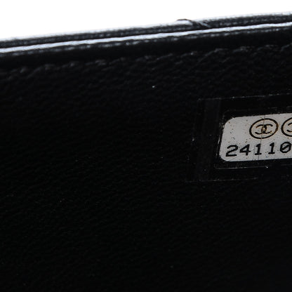 Chanel Calfskin Chevron Quilted Classic Zip Pouch Black 7 of 7