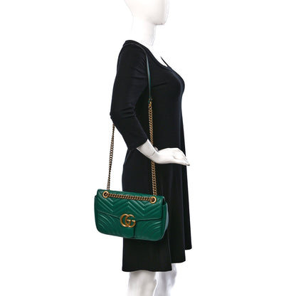 Gucci Calfskin Matelasse Small GG Marmont Shoulder Bag Emerald Green 2 of 9