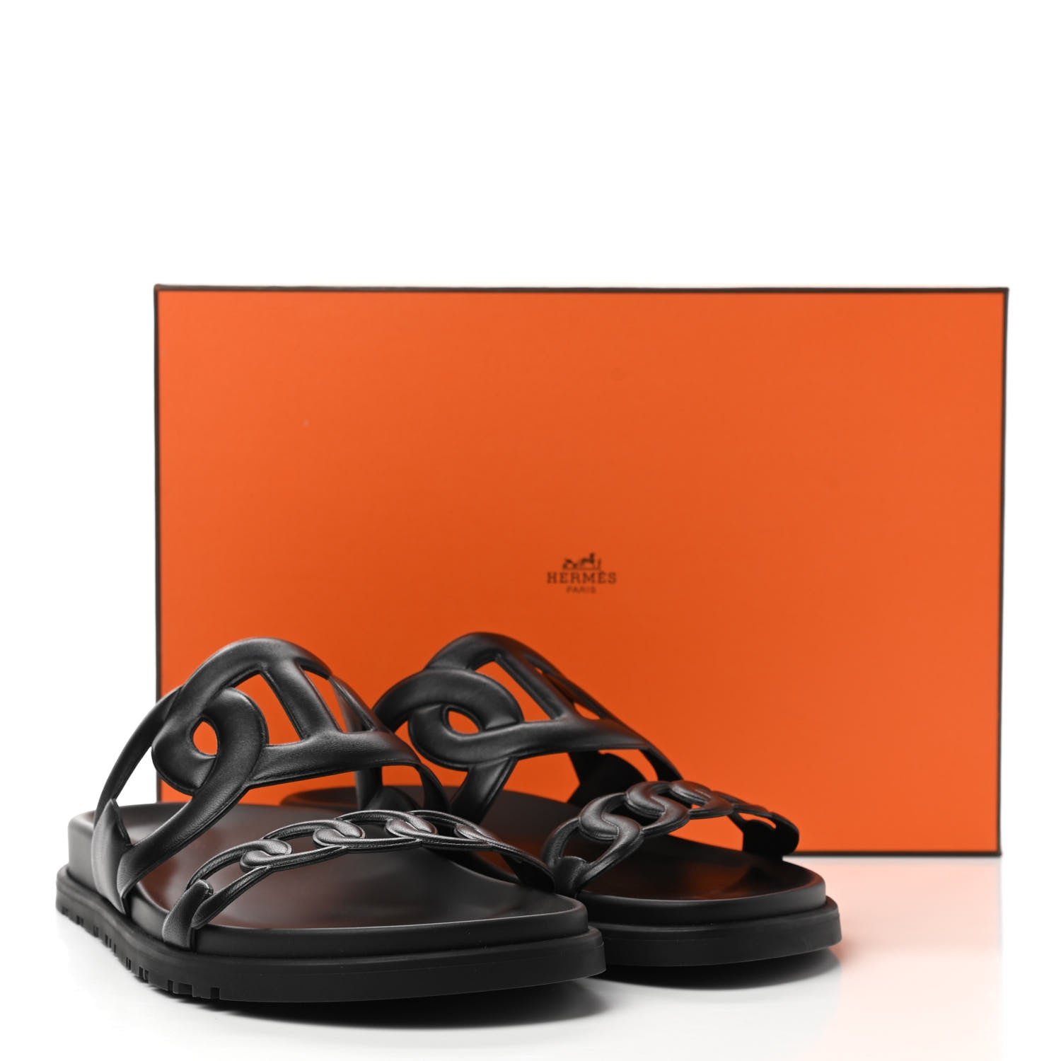 Hermes Nappa Extra Sandals 38 Black 9 of 10