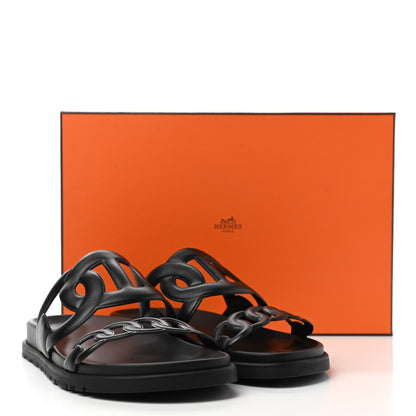 Hermes Nappa Extra Sandals 38 Black 9 of 10