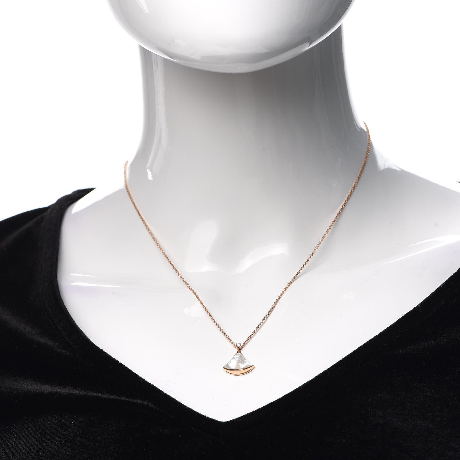 Bulgari 18K Rose Gold Diamond Mother of Pearl Small Divas' Dream Pendant Necklace 2 of 6