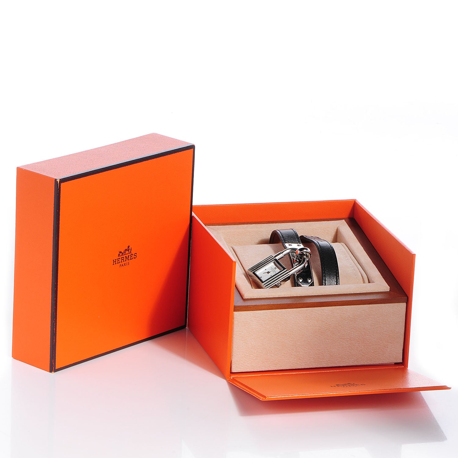 Hermes Stainless Steel Barenia 20mm Kelly Cadena Double Tour Quartz Watch Noir 5 of 9