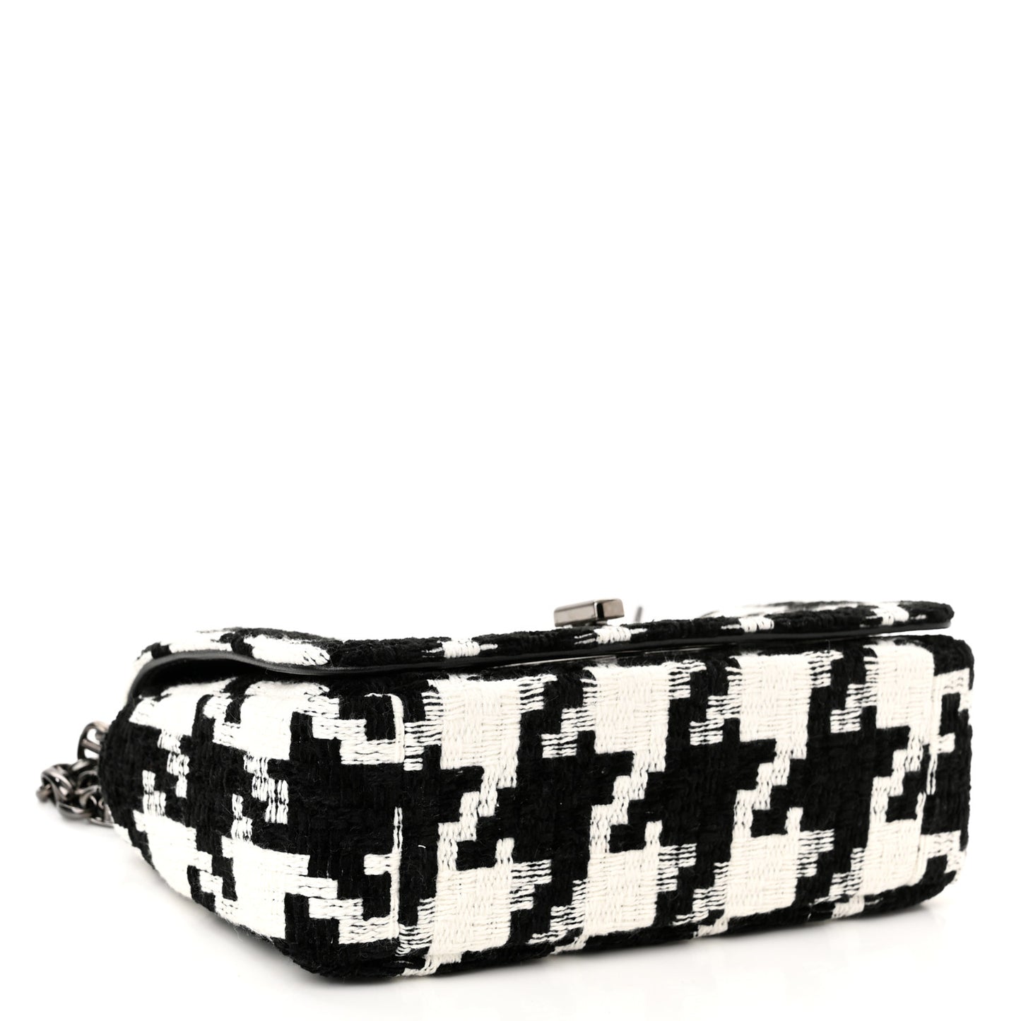 Tweed Macro Houndstooth Small Caro Bag Black White