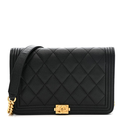 Chanel Caviar Quilted Boy Wallet On Chain WOC Black 1 of 12