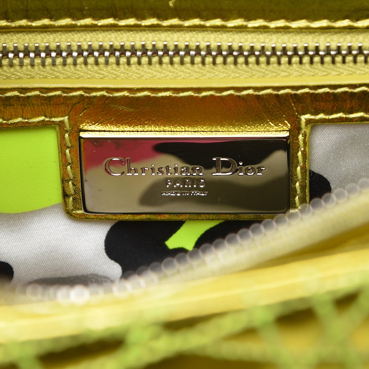 Metallic Lambskin Cannage Medium Anselm Reyle Lady Dior Yellow