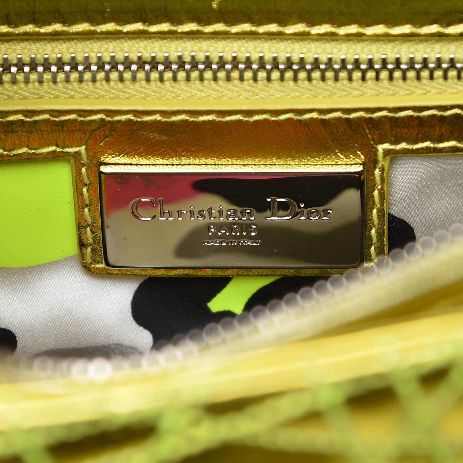 Christian Dior Metallic Lambskin Cannage Medium Anselm Reyle Lady Dior Yellow 7 of 11