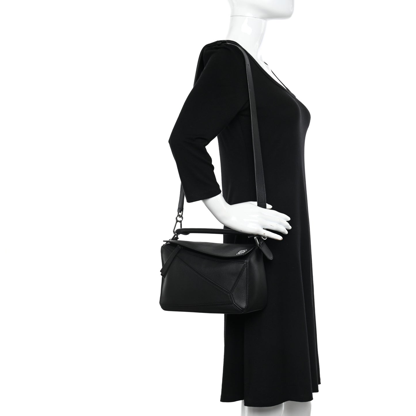 Calfskin Small Puzzle Bag Black