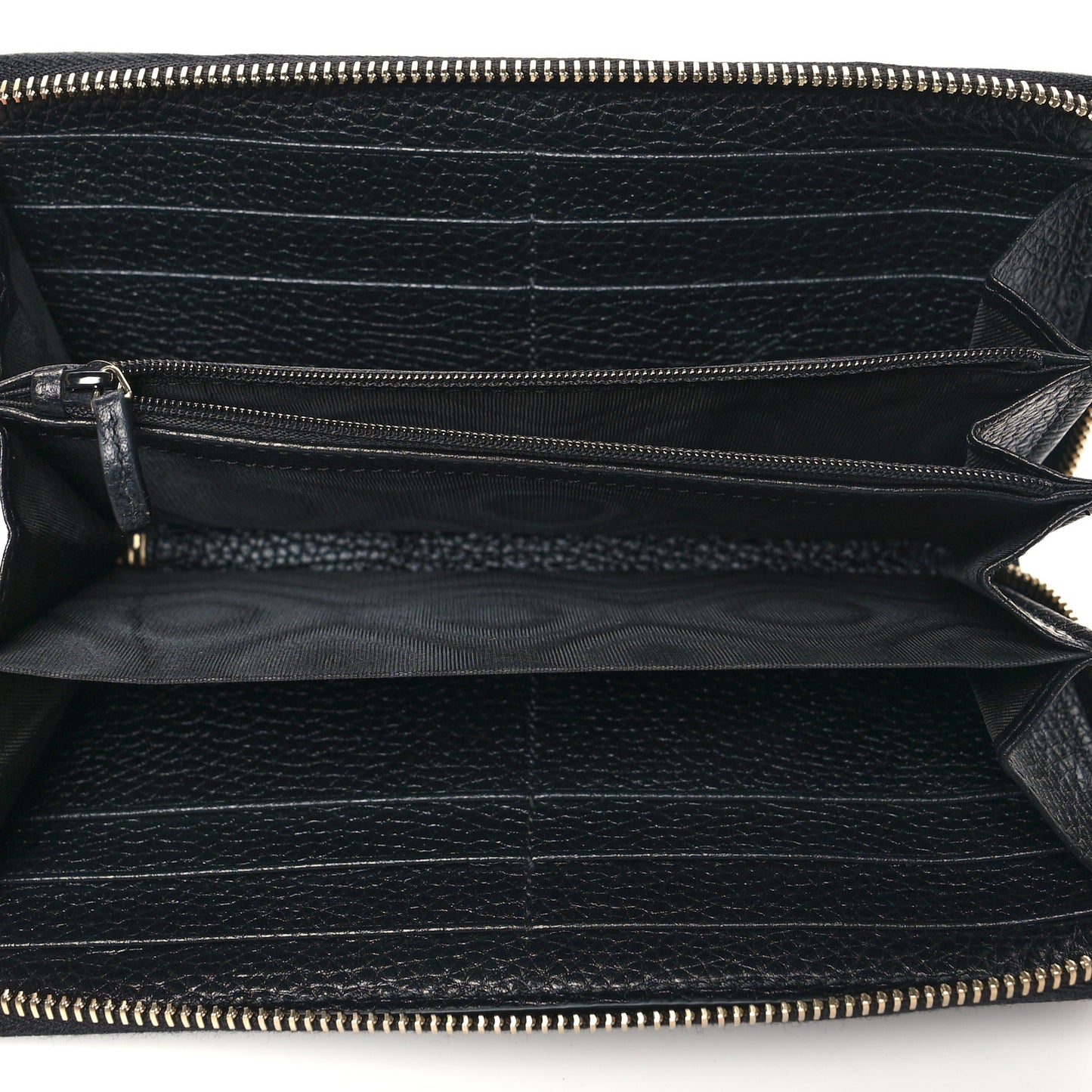 Pebbled Calfskin Soho Zip Around Wallet Black