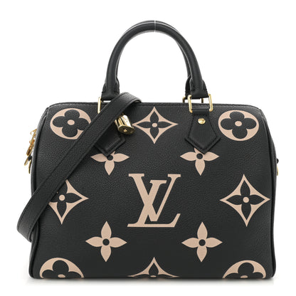 Louis Vuitton Empreinte Monogram Giant Speedy Bandouliere 25 Black Beige 1 of 10