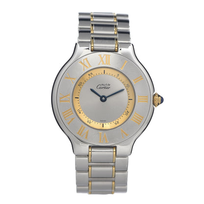 Cartier Stainless Steel 18K Yellow Gold 28mm Must De 21 Quartz Watch 1 of 5
