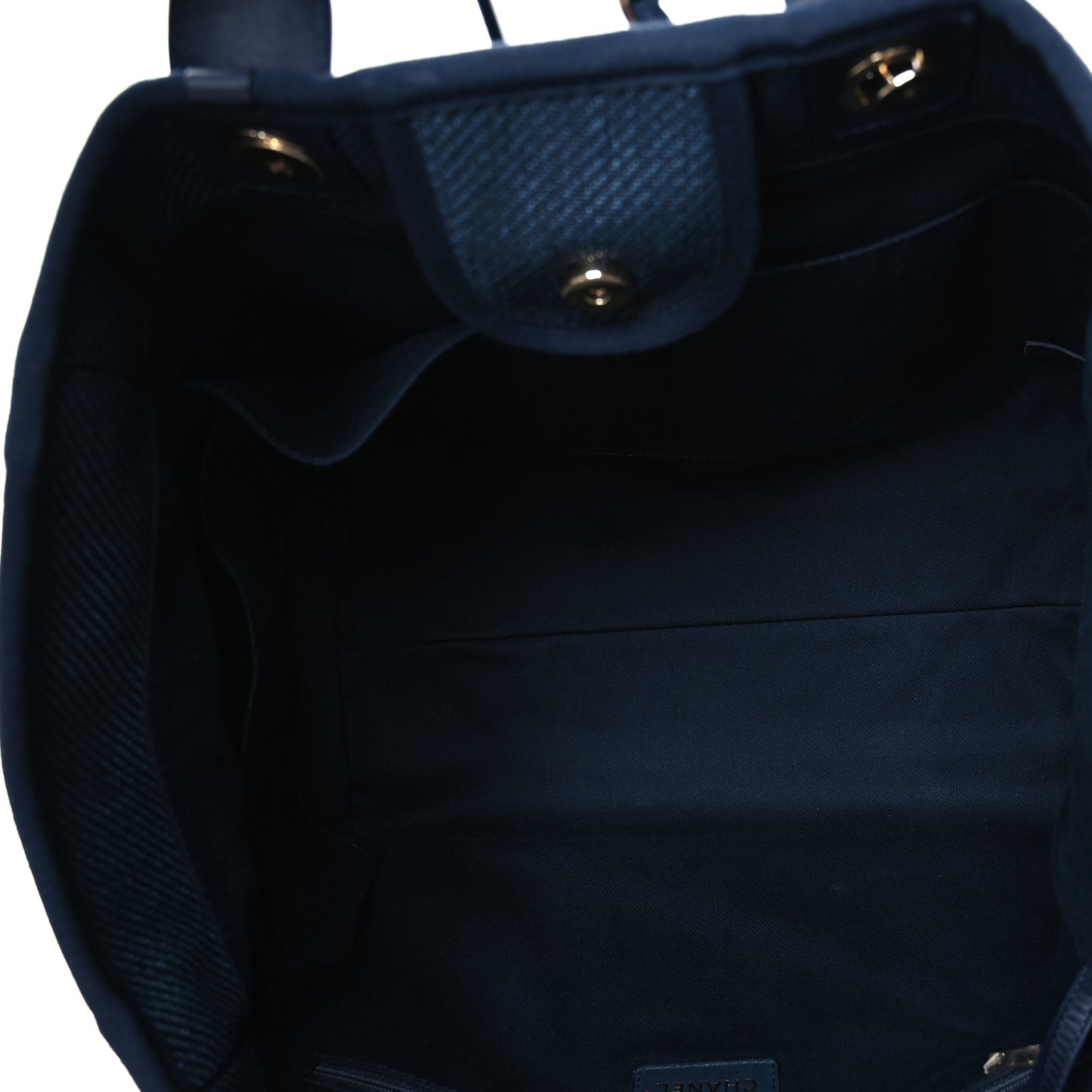 Mixed Fibers Calfskin Medium Deauville Tote Navy Blue