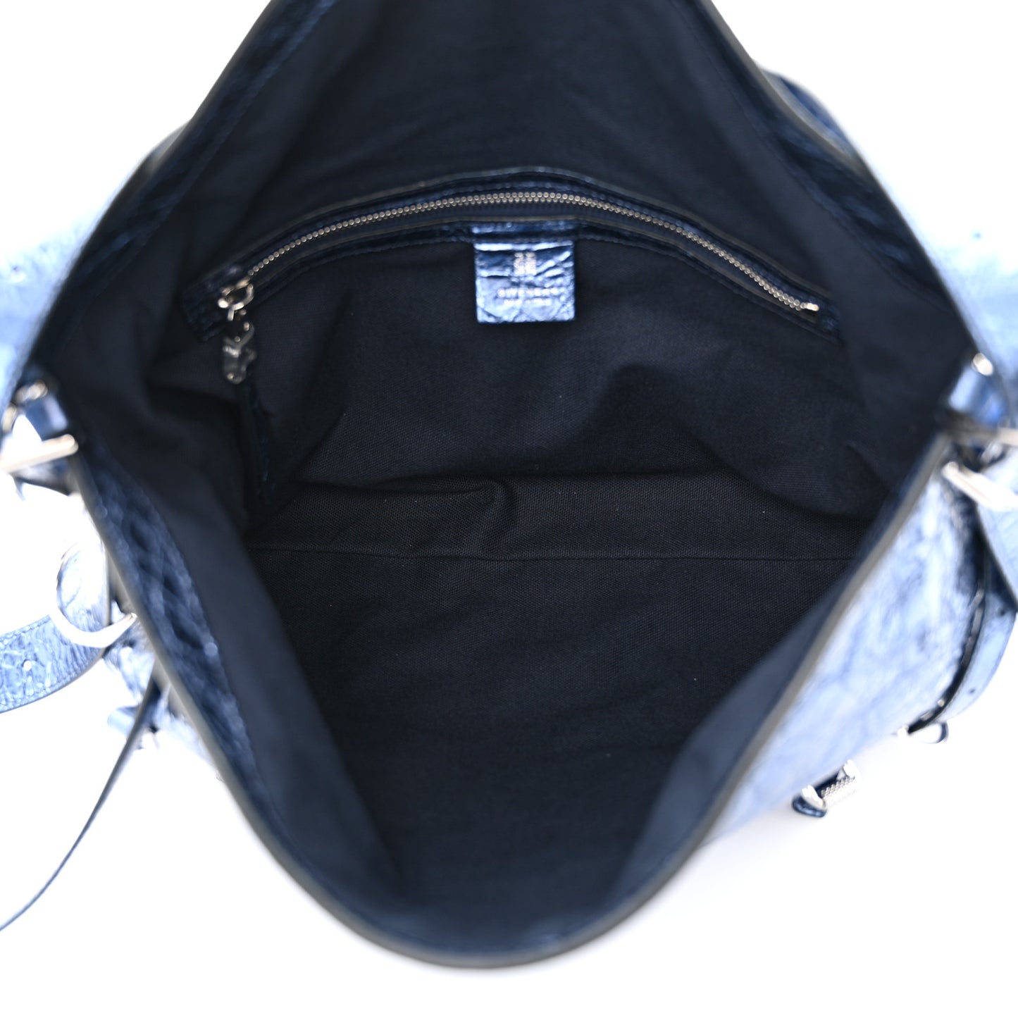 Metallic Calfskin Medium Voyou Bag Navy