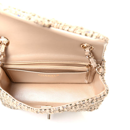 Chanel Tweed Quilted Mini Rectangular Flap Beige 4 of 4