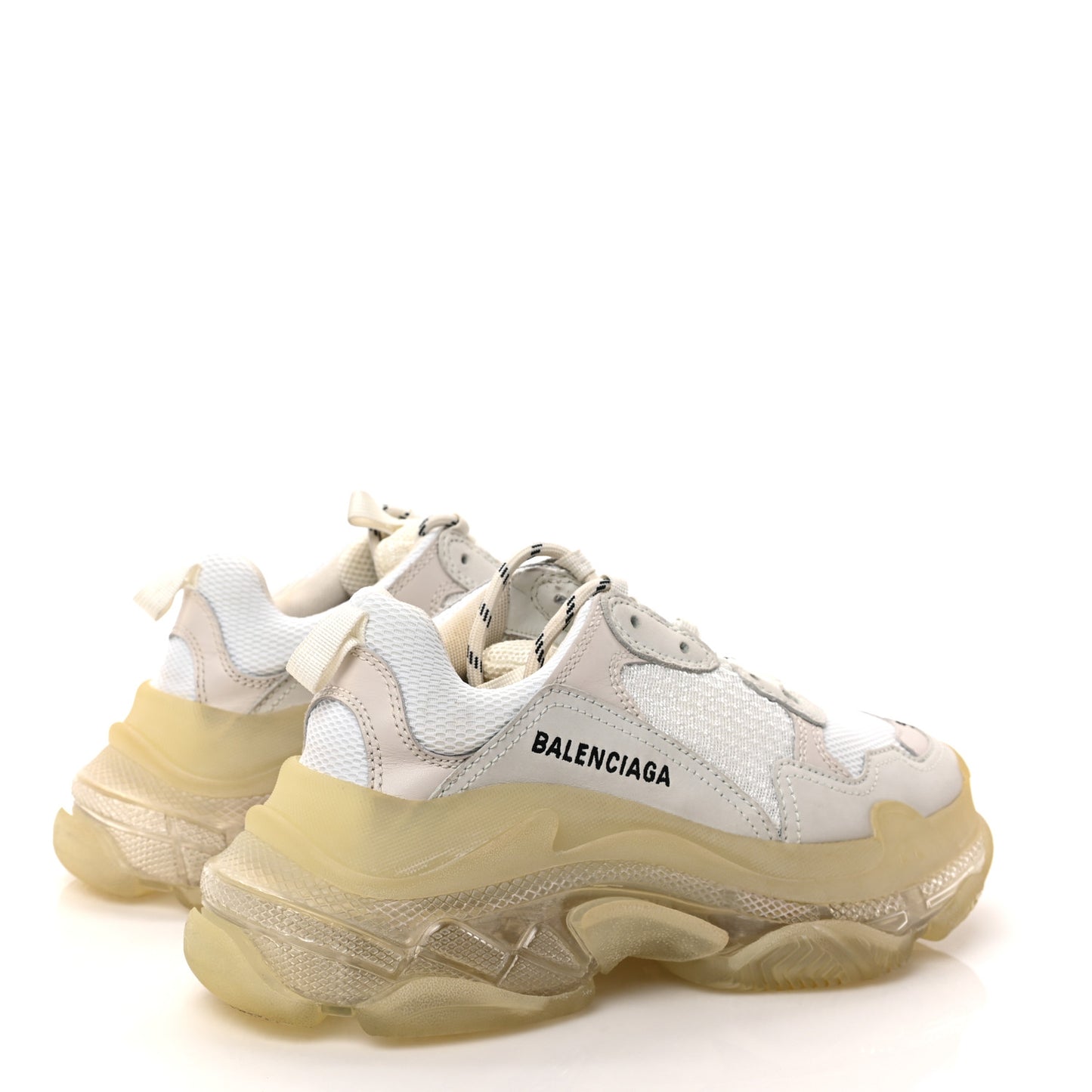 Fabric Mesh Clear Sole Womens Triple S Sneakers 37 Beige