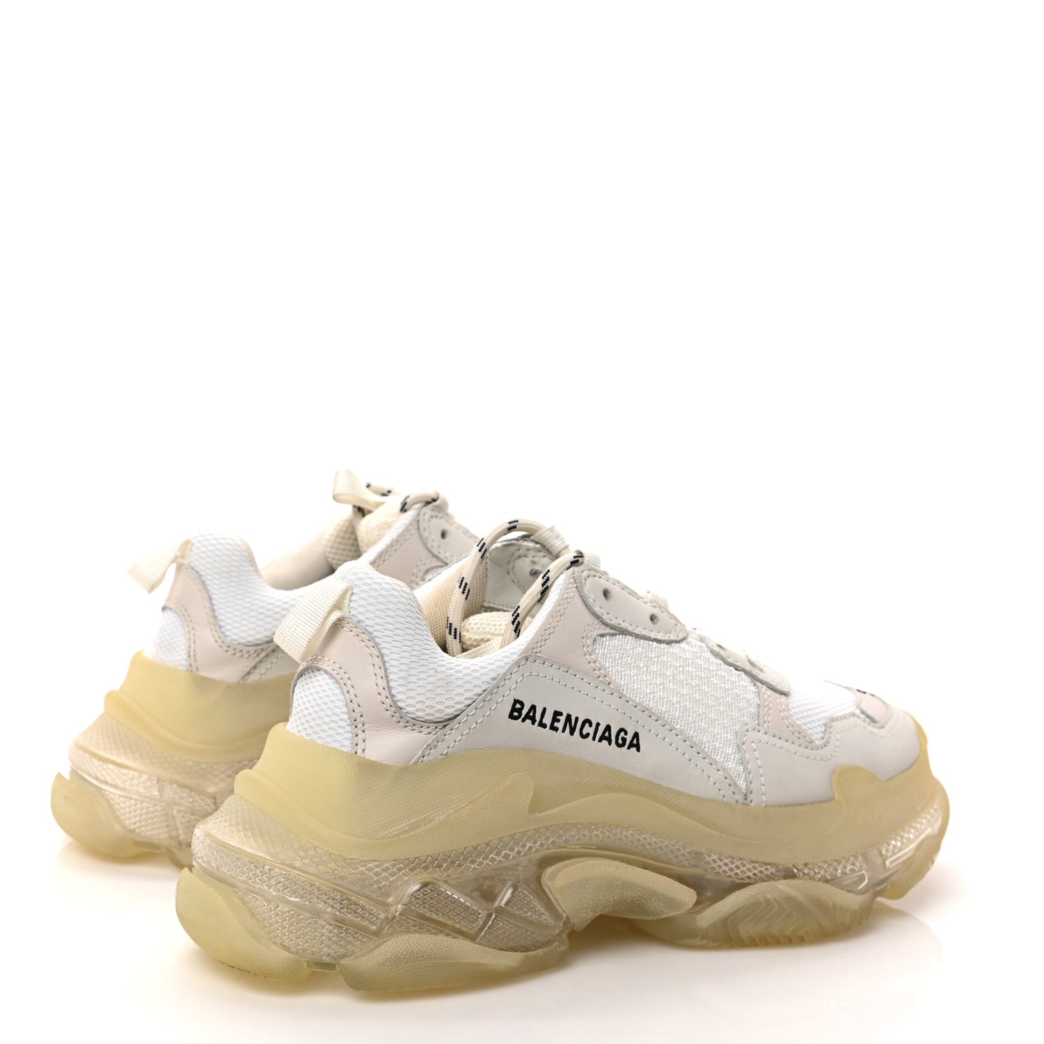 Balenciaga Fabric Mesh Clear Sole Womens Triple S Sneakers 37 Beige 4 of 8