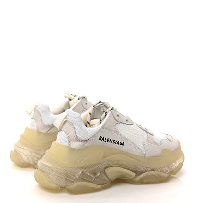 Balenciaga Fabric Mesh Clear Sole Womens Triple S Sneakers 37 Beige 4 of 8
