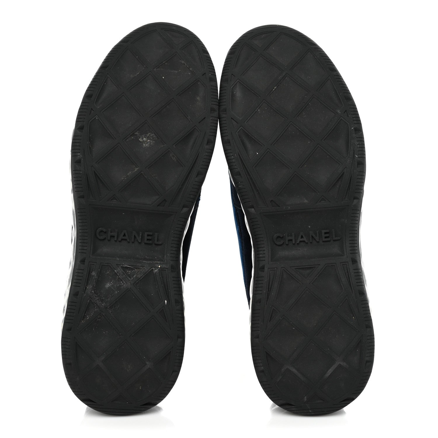 Chanel Suede Calfskin Velvet Grosgrain CC Sneakers 41 Navy Blue Black 6 of 12